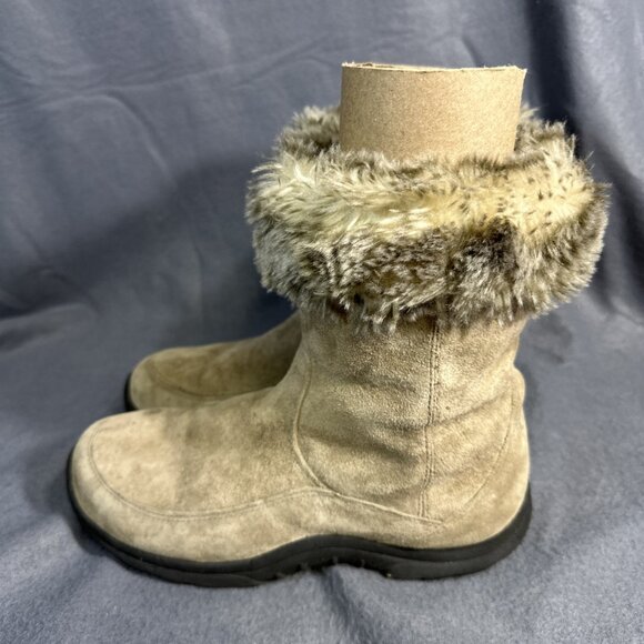 L.L. Bean Womens Winter Boots Brown Side Zipper Faux Fur Lined Boots Size 9.5 - Picture 3 of 16
